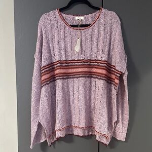 Striped Knit Sweater in Pink and Red